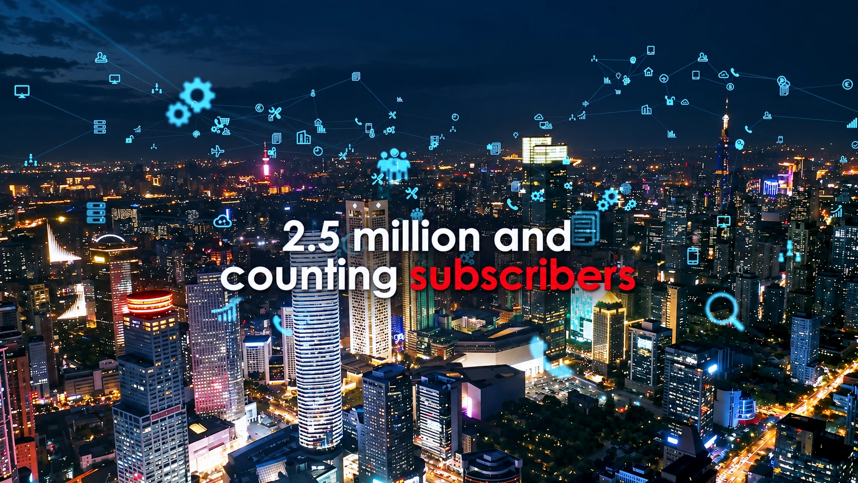 Kuala Lumpur skyline with XOX telecommunications network graphics