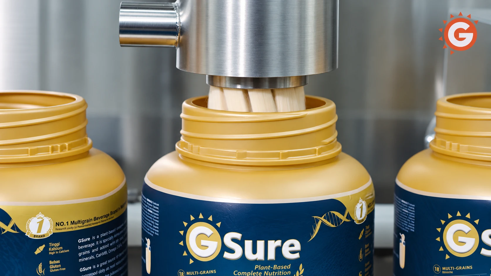 GoodMorning GSure jar beneath production filling equipment