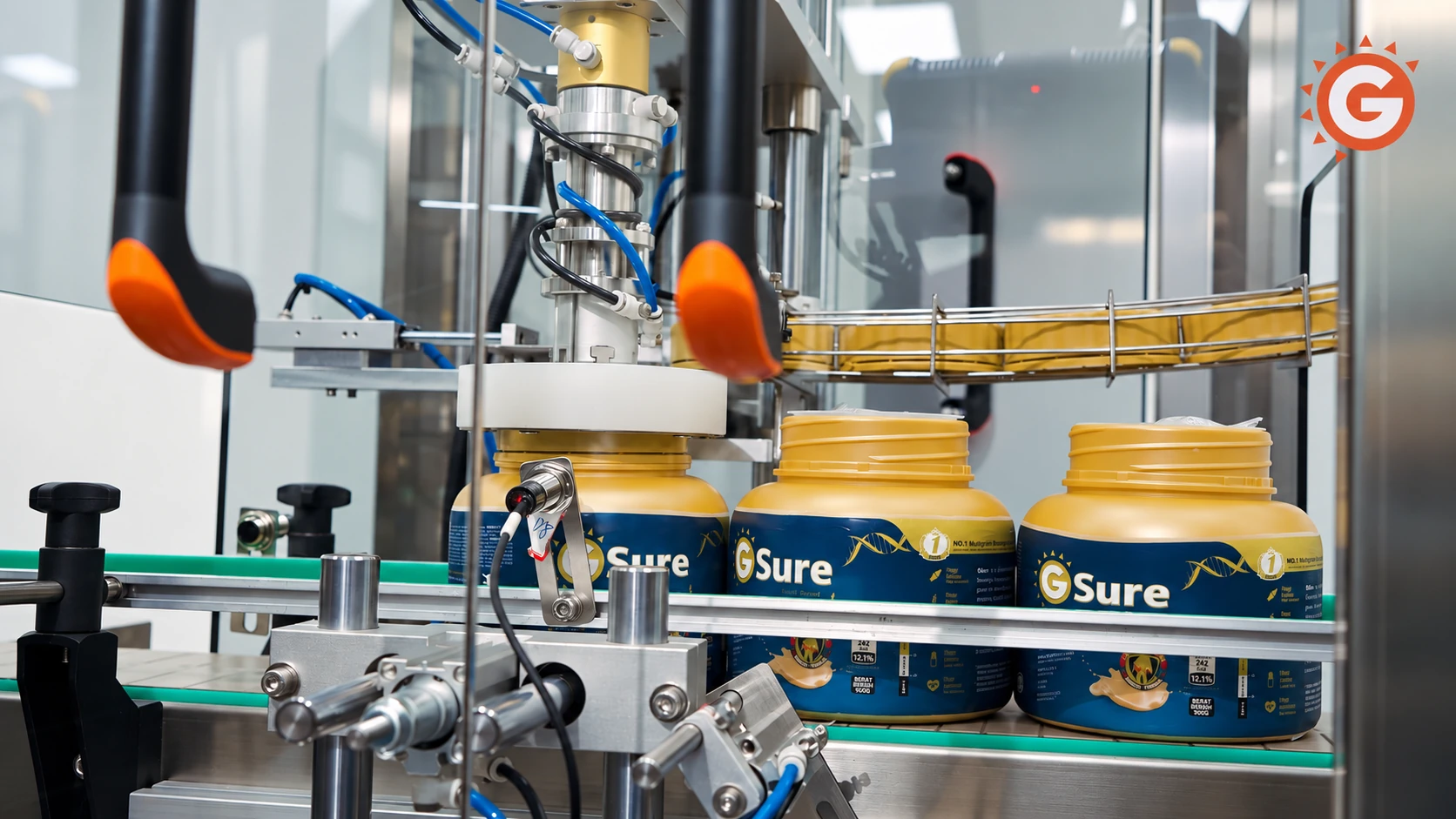 GoodMorning GSure jars moving through a production filling line