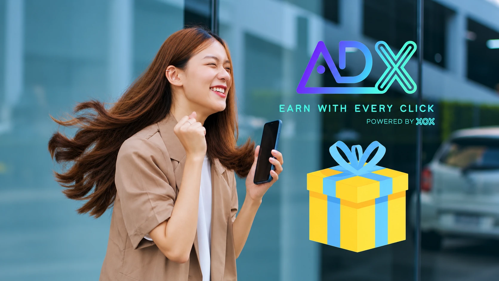 XOX AGM film scene showing the ADX mobile advertising platform